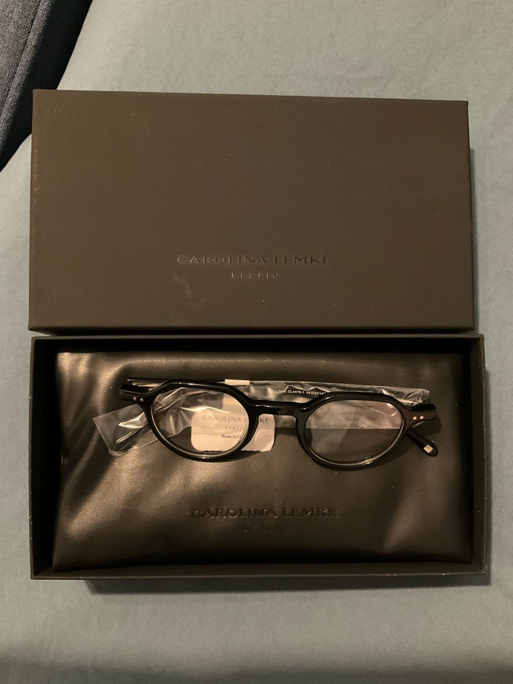 Carolina Lemke Black Oval Glasses Frame with Case